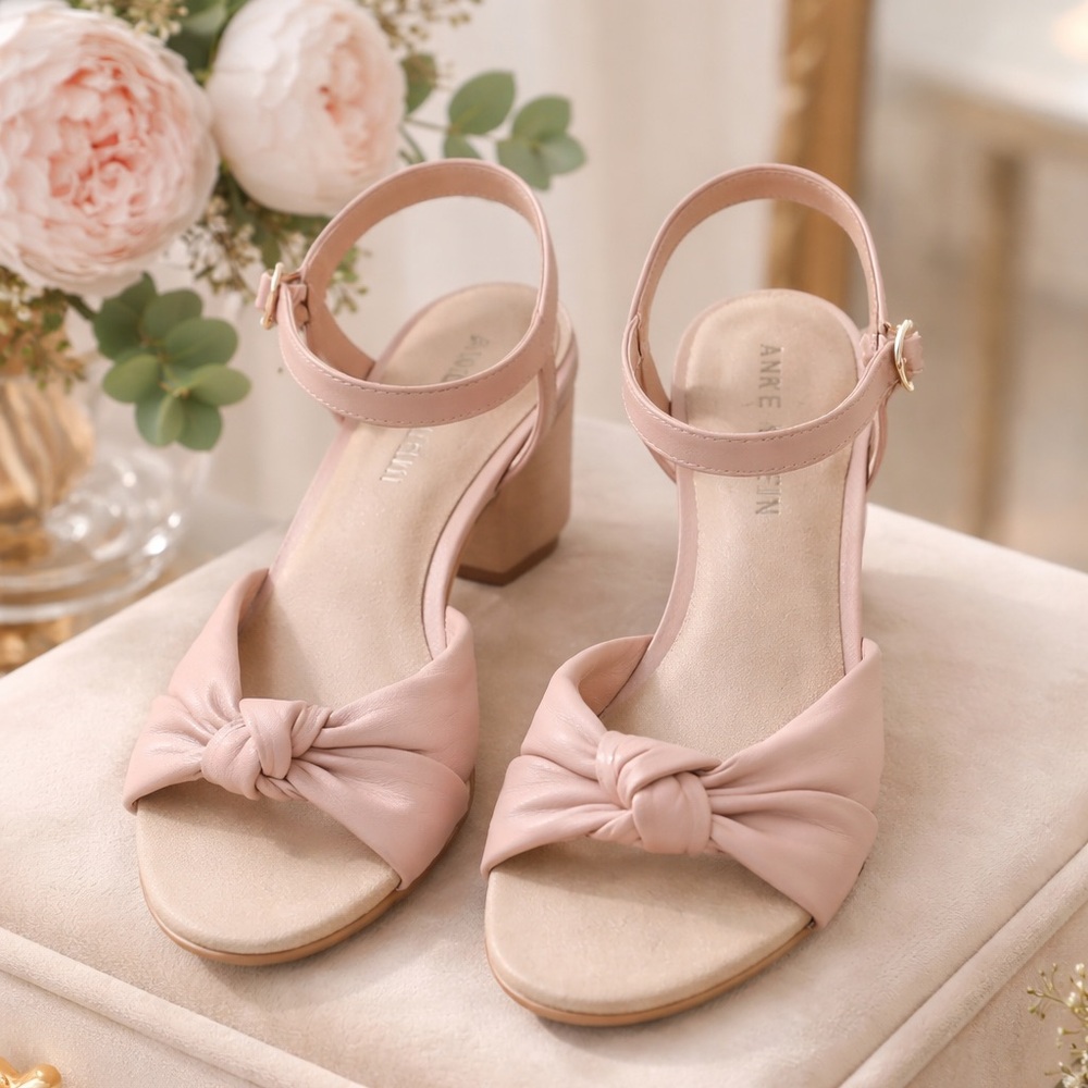 Anne Klein Blush Pink Knotted Sandals